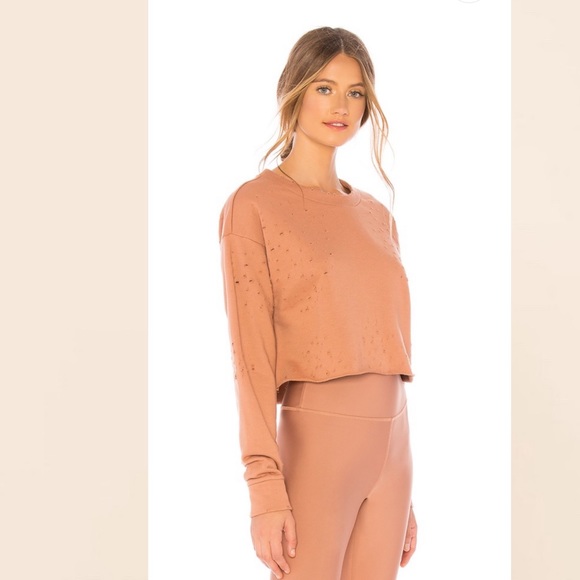 ALO Yoga Sweaters - Alo Yoga Fierce Distressed Cropped Sweatshirt